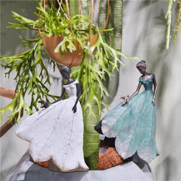 Fairy Statue Collection Home Decoration Leaf Angel Girls Resin Home Garden Decor - Picture 4 of 7